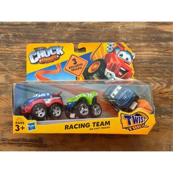 Set Of 3 Tonka Chuck &‎ Friends Racing Team Twist Trax Die Cast Trucks New 2012 - Picture 1 of 2